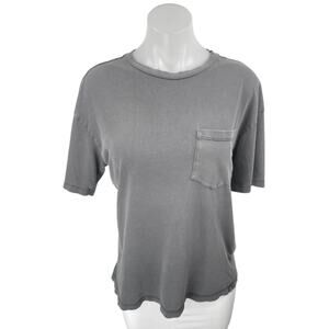 Zara Women's Gray Short Sleeve Crew Neck Basic Pocket T Shirt Tee Top Size S